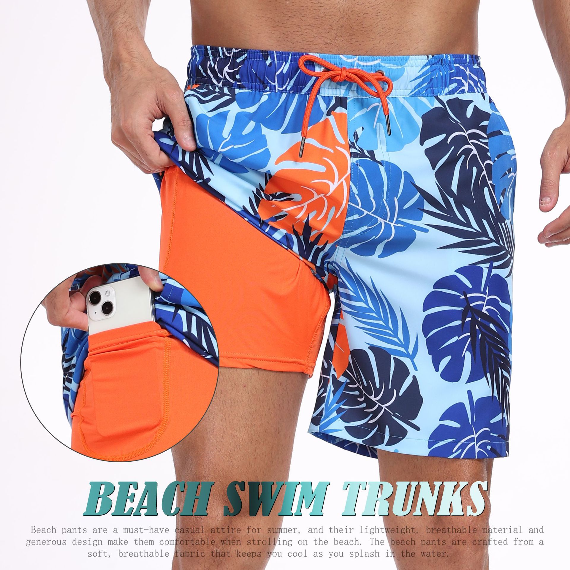 Long Leg Trunk Men - 남성용 상어 패턴 2 in 1