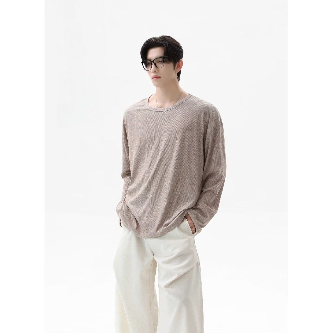 Undershirt Crew Neck - 2026 가을 신상 텍스처 긴팔 티셔츠