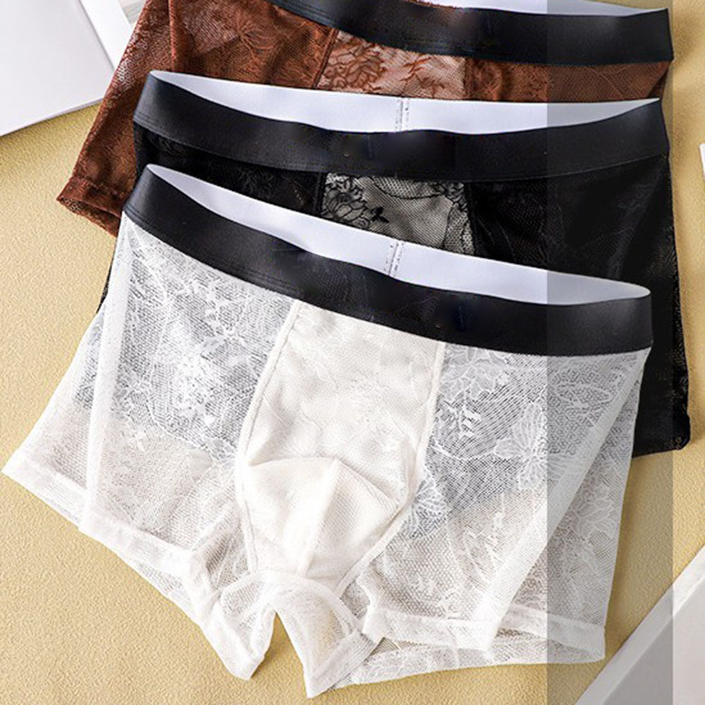 Pouch Boxer Pouch - 남성용 아이스 실크 메쉬 레이스 팬티