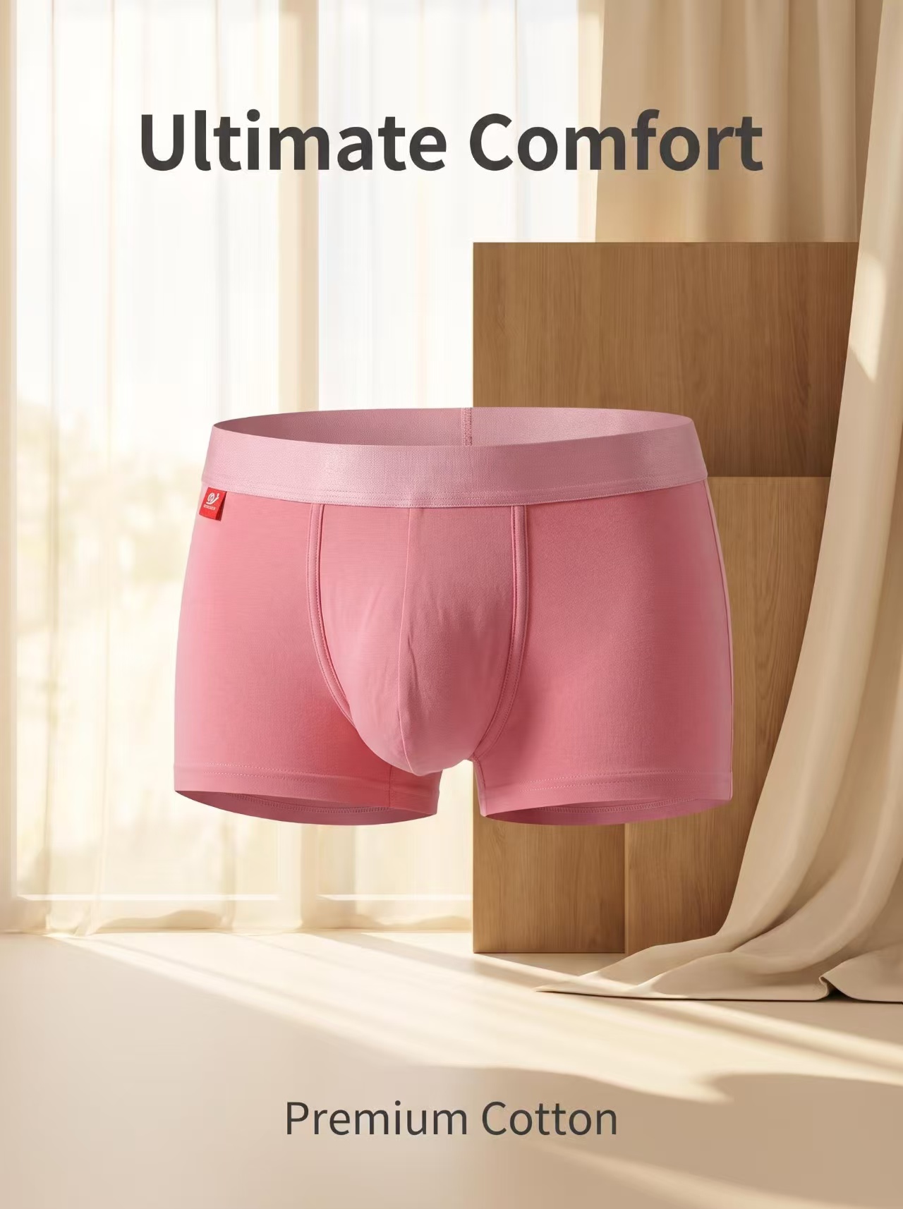 Boxer Brief Pack Cotton - 1PCS 핑크 남성용 팬티 세련된 통기성