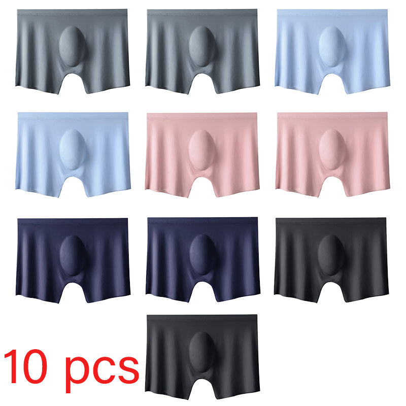 10 개/몫 남자 여름 얼음 실크 복서 팬티 원활한 속 - Multi Pack Underwear 리뷰 및 가격