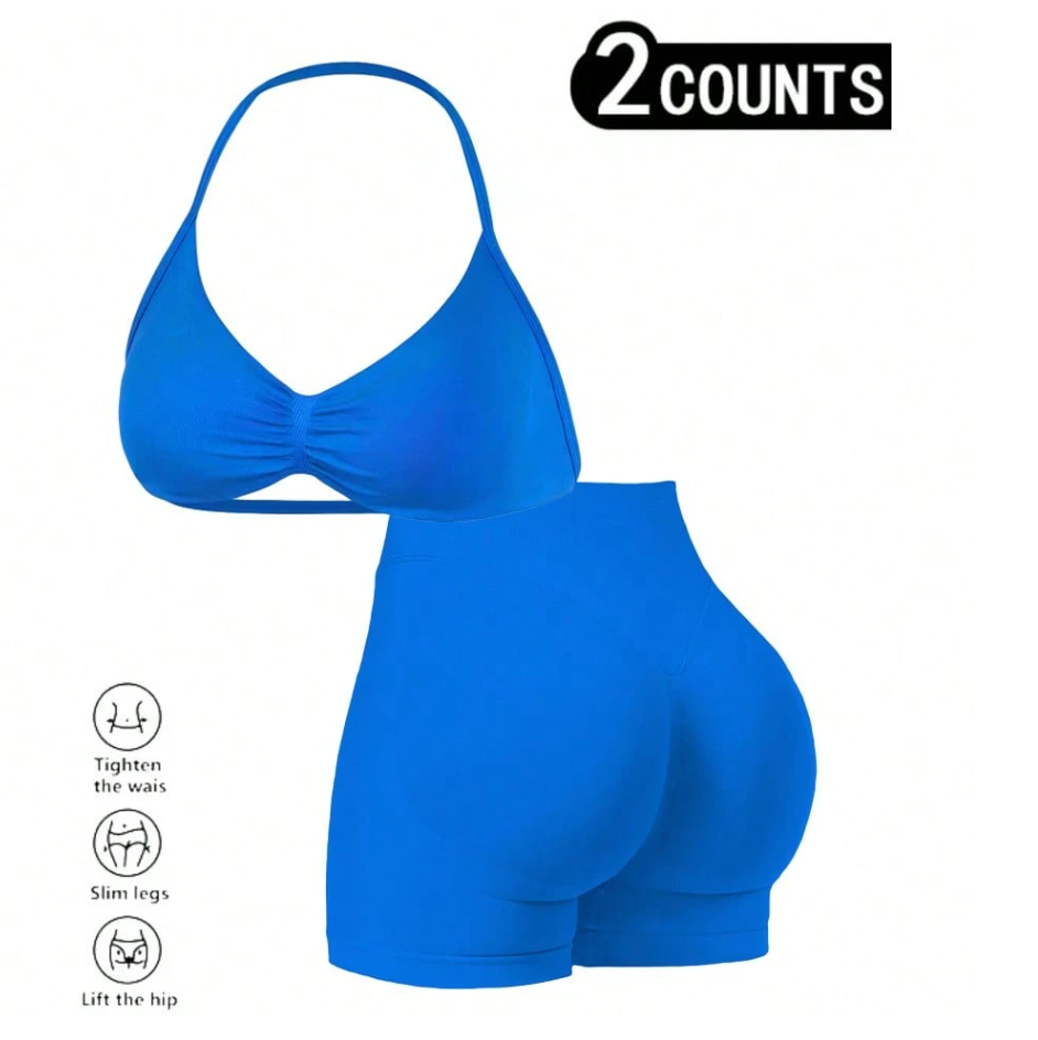 2피스 세트 홀터넥 더블 레이어 백리스 스포츠 탱크탑  - Suspender Tank Top 리뷰 및 가격
