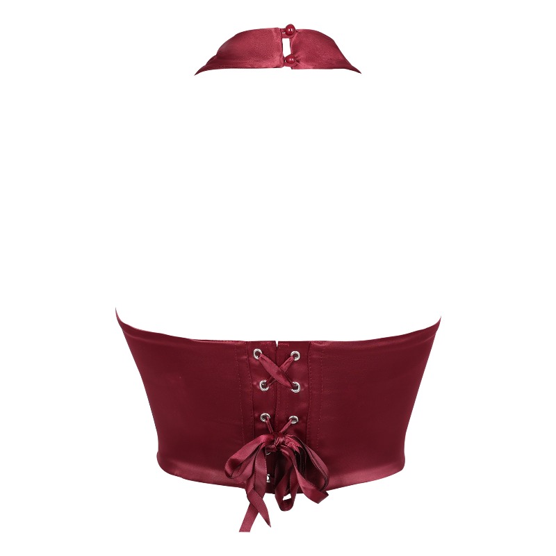 여성 레이스업 민소매 홀터 가디건 섹시 파티 새틴 코르 - Suspender Tank Top 리뷰 및 가격