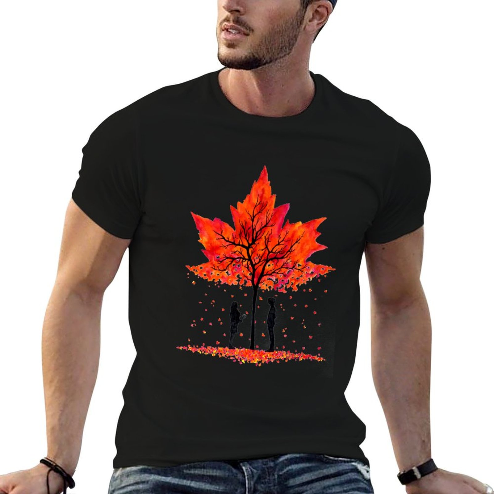 Love under the Maple Tree 티셔츠  - Undershirt Crew Neck 리뷰 및 가격
