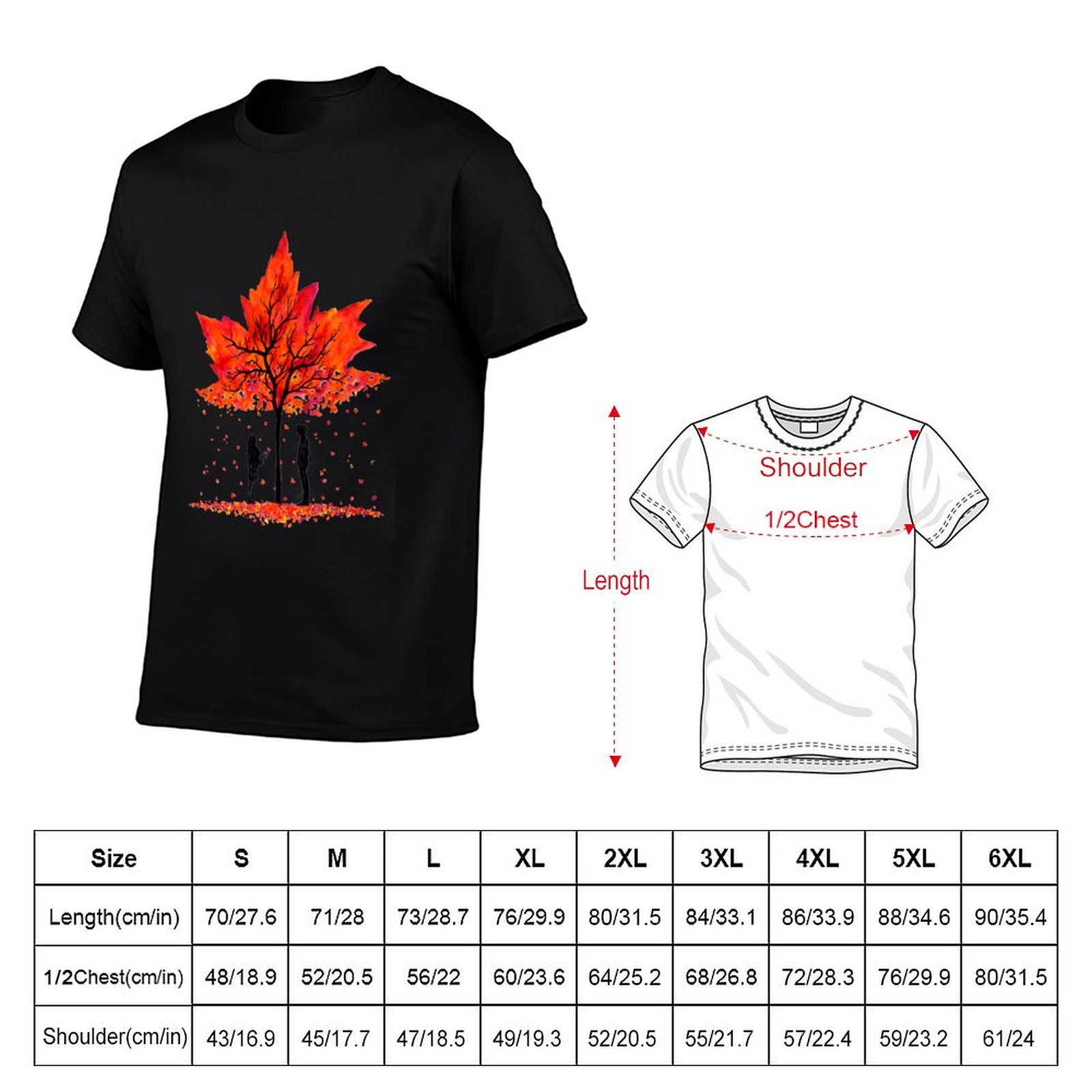Love under the Maple Tree 티셔츠  - Undershirt Crew Neck 리뷰 및 가격